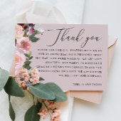 Elegante pastel stoffige roze roos bloemenbruiloft bedankkaart