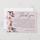 Elegante pastel stoffige roze roos bloemenbruiloft bedankkaart (Voorkant)