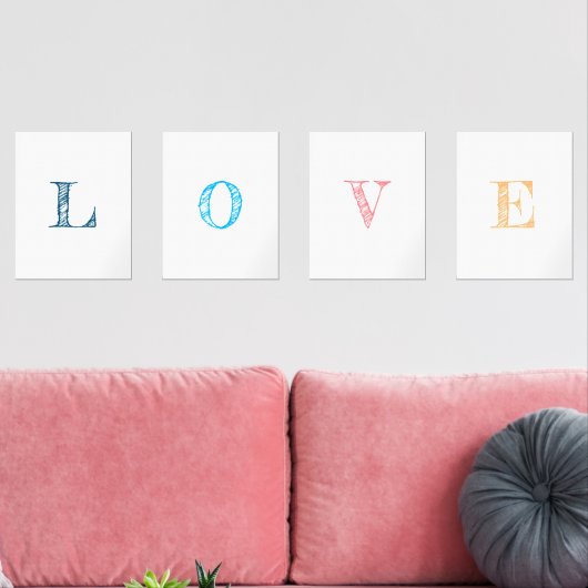 Elegante Pastel tinten letters spellen het woord l Muurkunst Sets (Woonkamer)
