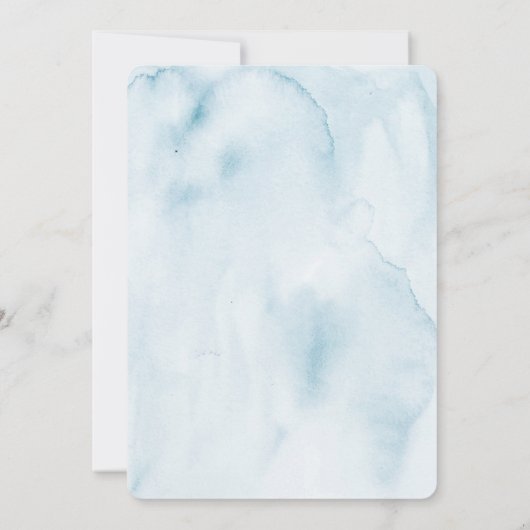 Elegante Pastel Tuin Blauwe Waterverf Bruiloft Kaart (Achterkant)