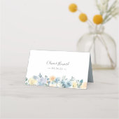 Elegante Pastel Vanille Blauw Bloemen Huwelijk Plaatskaartje