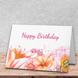 Elegante Pastel Verjaardagswensen Bloemendesign Kaart