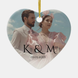 Elegante Pastel Vintage foto Bruiloft  Keramisch Ornament