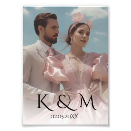 Elegante Pastel Vintage foto Huwelijk  Afdruk