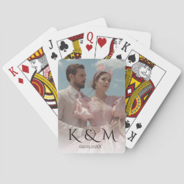 Elegante Pastel Vintage foto Huwelijk  Pokerkaarten