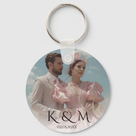 Elegante Pastel Vintage foto Huwelijk  Sleutelhanger