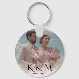 Elegante Pastel Vintage foto Huwelijk  Sleutelhanger