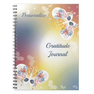 Elegante Pastel Vlinders Dankbaarheid Gepersonalis Notitieboek