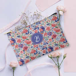 Elegante Pastel Watercolor Bloem Motief Monogram Etui