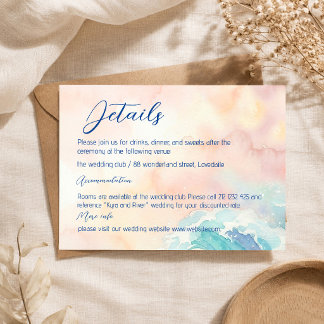 Elegante Pastel Watercolor Trouwdetails Informatiekaartje