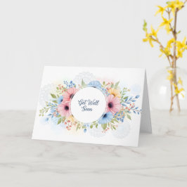 Elegante Pastel Waterverf Bloem "Gezond Worden"  Kaart