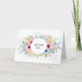 Elegante Pastel Waterverf Bloem "Gezond Worden"  Kaart