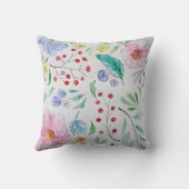 Elegante Pastel Waterverf Bloem Motief Kussensloop Kussen (Achterkant)