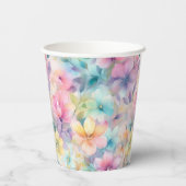Elegante Pastel Waterverf Bloemen Bruidsdouche Papieren Bekers (Achterkant)