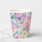 Elegante Pastel Waterverf Bloemen Bruidsdouche Papieren Bekers (Links)