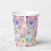 Elegante Pastel Waterverf Bloemen Bruidsdouche Papieren Bekers (Rechts)