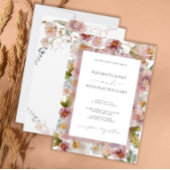 Elegante Pastel Waterverf Bloemen Bruiloft Kaart