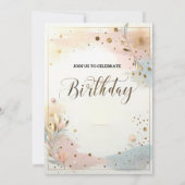 Elegante pastel Waterverf Bloemen & Gouden Confett Kaart (Achterkant)