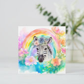 Elegante pastel Waterverf Bloemen Zebra Bedankkaart (Staand voorkant)
