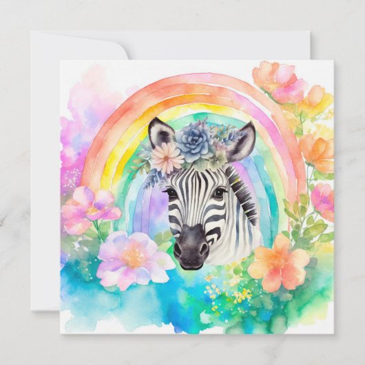 Elegante pastel Waterverf Bloemen Zebra Bedankkaart (Voorkant)