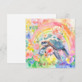 Elegante Pastel Waterverf Bloemen Zee Schildpad Bedankkaart (Voorkant / Achterkant)