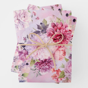 Elegante pastel Waterverf bloemenboeketten Inpakpapier Vel