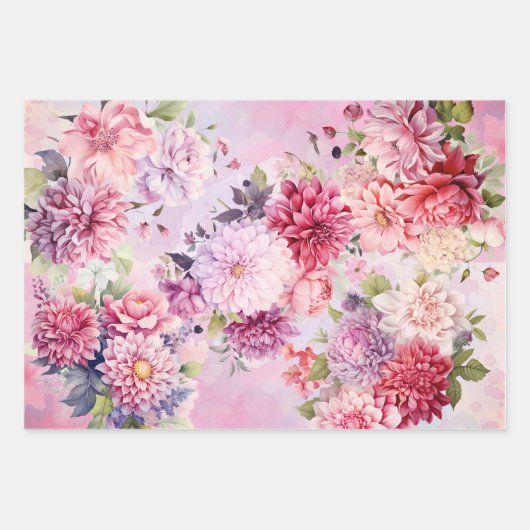 Elegante pastel Waterverf bloemenboeketten Inpakpapier Vel (Voorkant)