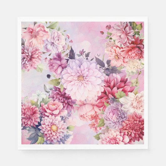 Elegante Pastel Waterverf Bloemenservetten Servet (Voorkant)