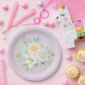 Elegante pastel Waterverf bloementuin Papieren Bordje (Feest)