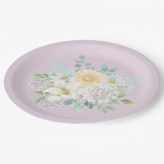 Elegante pastel Waterverf bloementuin Papieren Bordje (Gekanteld)