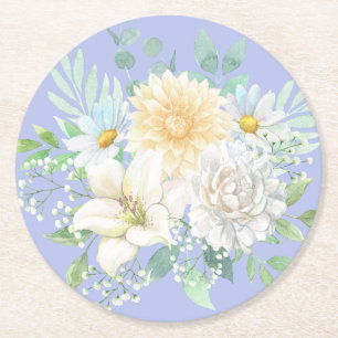 Elegante pastel Waterverf bloementuin Ronde Kartonnen Onderzetter
