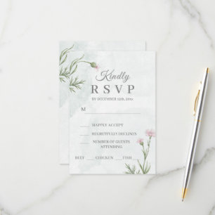 Elegante Pastel Waterverf Bloemige Bruiloft RSVP Kaartje