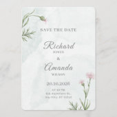 Elegante Pastel Waterverf Bloemige Bruiloft Save The Date (Voorkant)