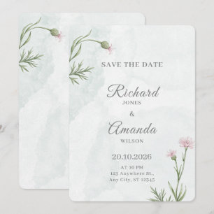 Elegante Pastel Waterverf Bloemige Bruiloft Save The Date