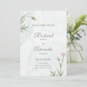 Elegante Pastel Waterverf Bloemige Bruiloft Save The Date (Staand voorkant)