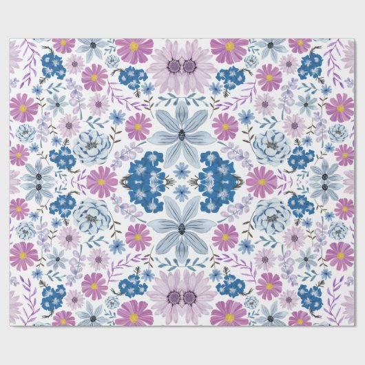 Elegante pastel Waterverf Blossom Textil Style Cadeaupapier (Vlak)