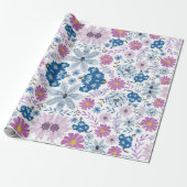 Elegante pastel Waterverf Blossom Textil Style Cadeaupapier (Uitgerold)