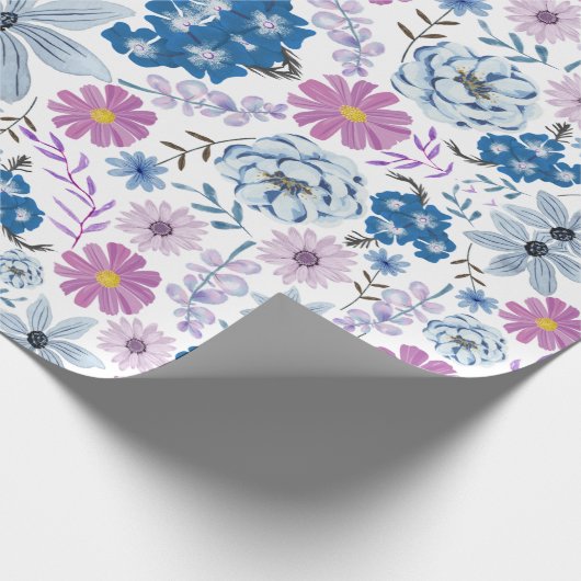 Elegante pastel Waterverf Blossom Textil Style Cadeaupapier (Hoek)