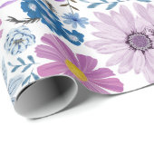 Elegante pastel Waterverf Blossom Textil Style Cadeaupapier (Rol Hoek)