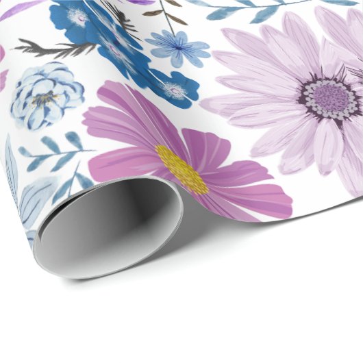 Elegante pastel Waterverf Blossom Textil Style Cadeaupapier (Rol Hoek)