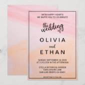 Elegante Pastel Waterverf Dusty Abstracte bruiloft Kaart (Voorkant / Achterkant)