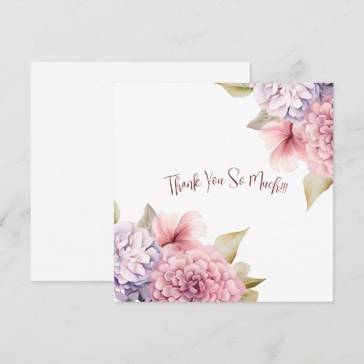 Elegante Pastel Waterverf Flowers Dank u kaart (Voorkant / Achterkant)