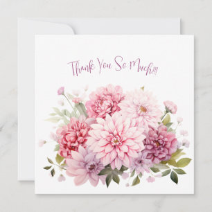 Elegante Pastel Waterverf Flowers Dank u kaart