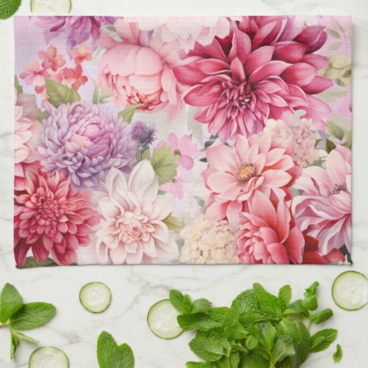 Elegante pastel Waterverf Flowers Theedoek (Gevouwen)