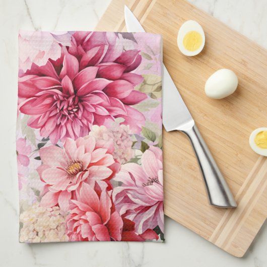 Elegante pastel Waterverf Flowers Theedoek (Quarter Fold)