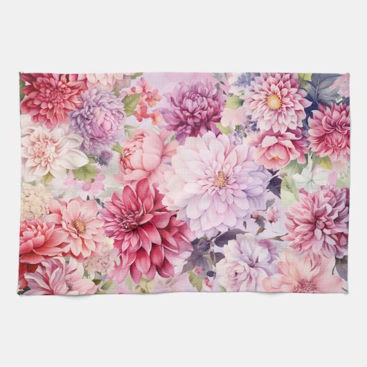 Elegante pastel Waterverf Flowers Theedoek (Horizontaal)