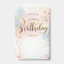 Elegante Pastel Waterverf & Gouden Confetti Verjaa
