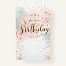 Elegante pastel Waterverf & gouden Confetti Verjaa