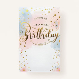 Elegante pastel Waterverf & gouden Confetti Verjaa Badge