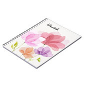 Elegante pastel Waterverf handgeschilderde bloemen Notitieboek (Linkerzijde)